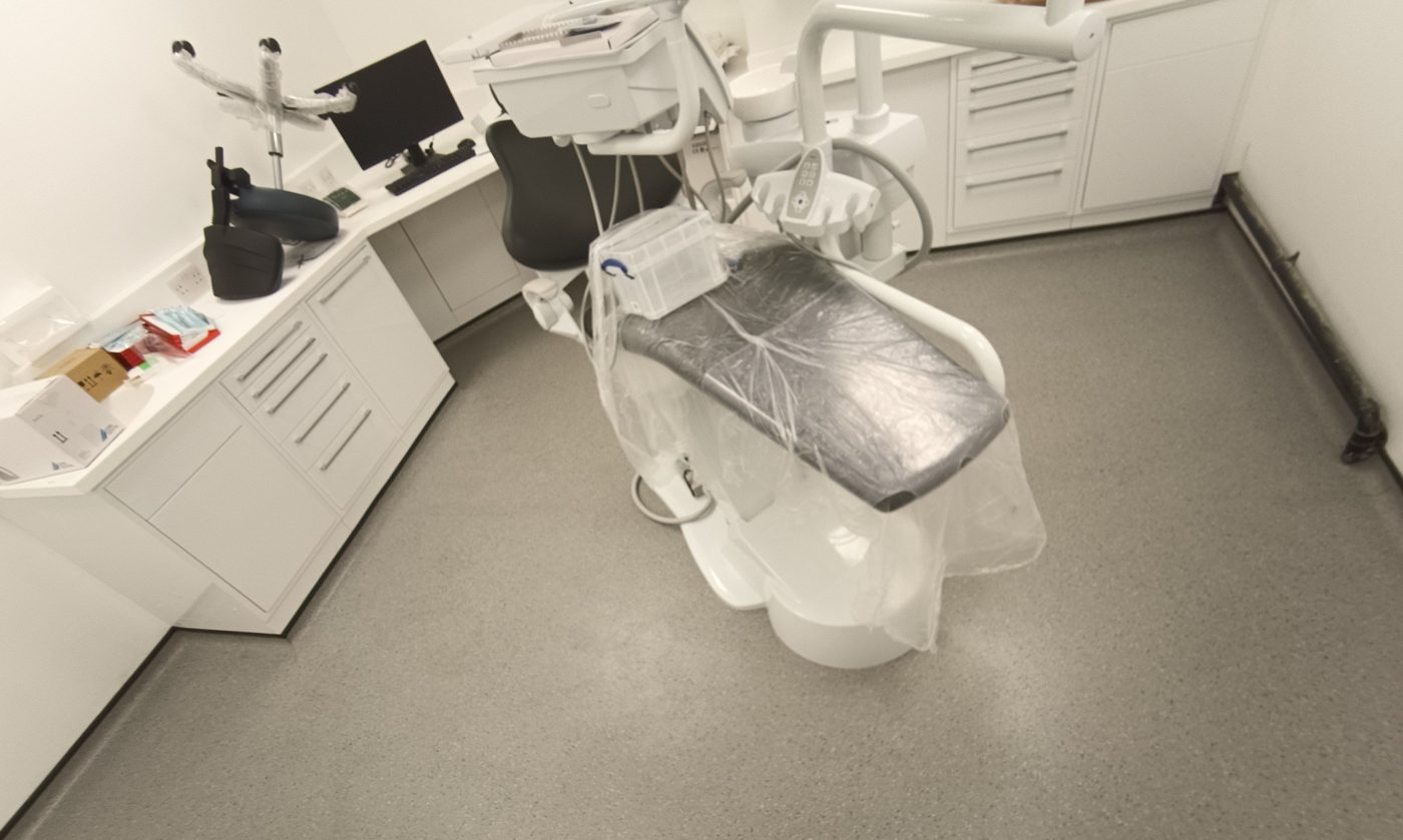 Completed hygienic safety flooring in a dental surgery