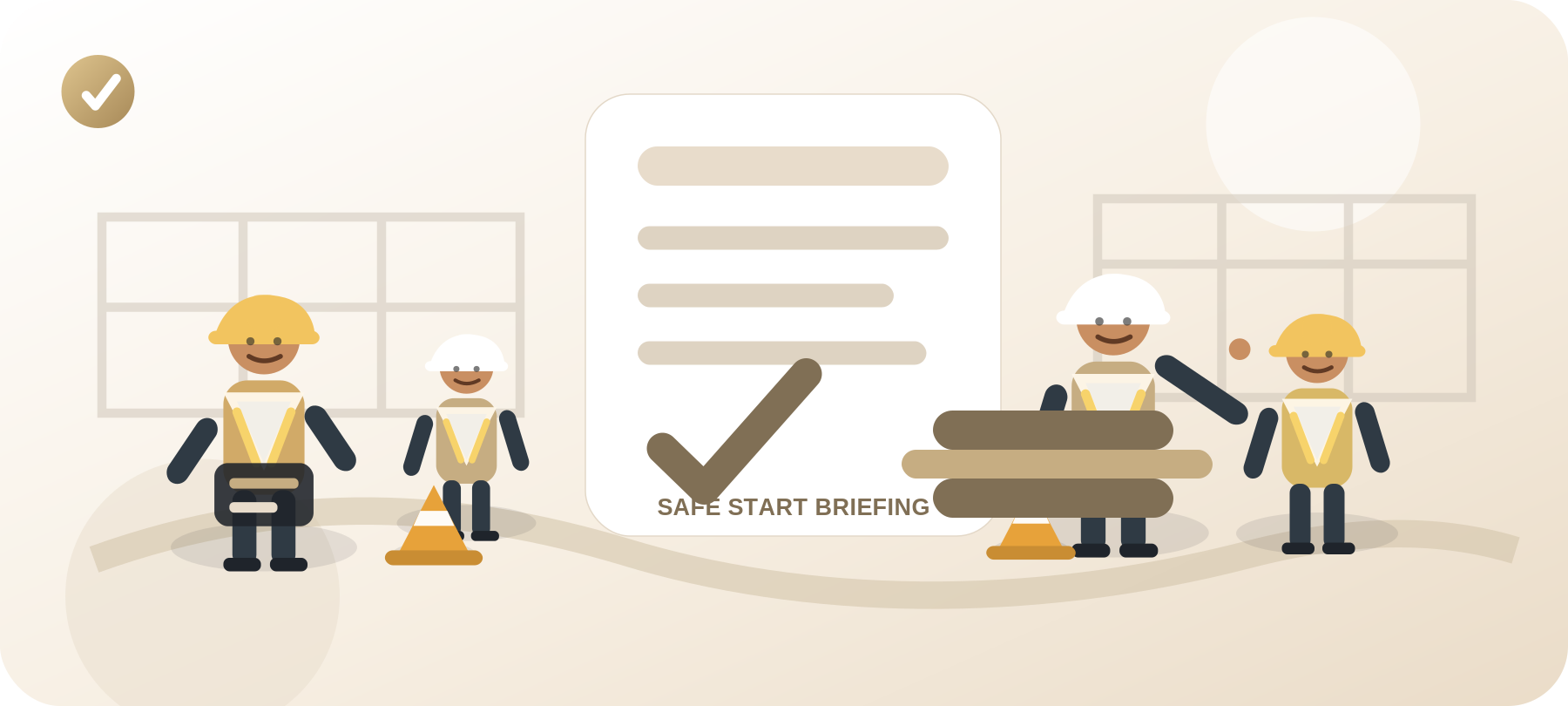 Generated illustration of a PPE construction safety briefing